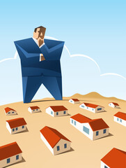 Businessman are planning on real estate, Vector illustration for advertisement of The Real Estate Market Concept poster design.