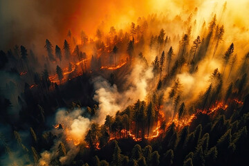 Wildfire Chronicles: Aerial View of a Consumed Forest. Generative AI