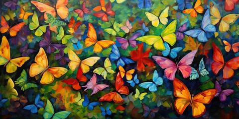 AI Generated. AI Generative. Butterfly watercolor draw paint texture decoration background poster design. Art sketch color nature pattern. Graphic Art