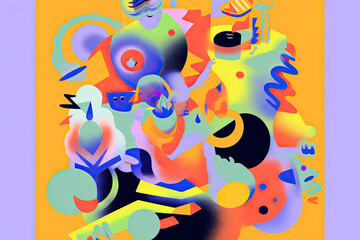 Abstract Festival poster, bright fun colours