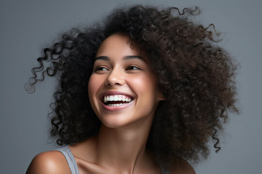 Beauty portrait of african american woman with clean healthy skin