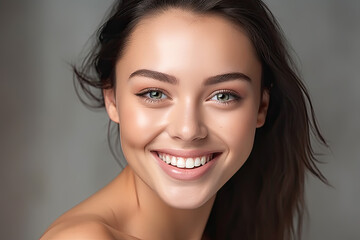 Obraz premium Portrait of beautiful woman with clean healthy skin