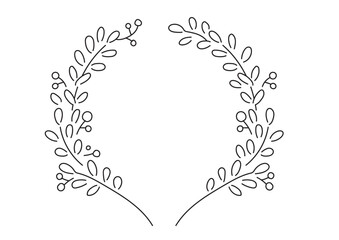 シンプルな植物の線画フレーム 