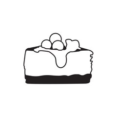 Slice of cake with frash fruits, design element. Cartoon style isolated vector clip art illustration.