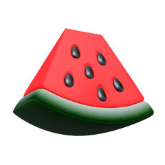 Red Watermelon fruit 3d icon. Realistic plastic three dimensional cartoon summer vector illustration.