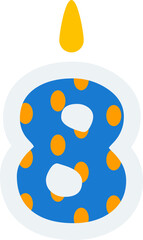 Cute Number Eight Party Candle Illustration