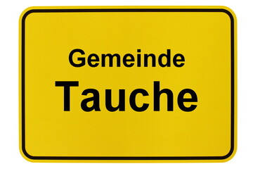 Illustration eines Ortsschildes der Gemeinde Tauche in Brandenburg