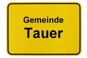 Illustration eines Ortsschildes der Gemeinde Tauer in Brandenburg