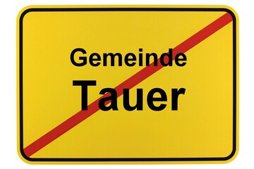Illustration eines Ortsschildes der Gemeinde Tauer in Brandenburg