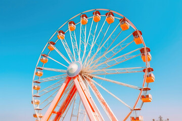 Colorful Ferris Wheel in the Amusement Park. Generative AI