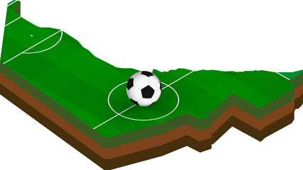 Isometric map of United Arab Emirates with football field.