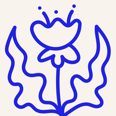 Abstract organic floral background. Blue natural style inspiration. For wall decoration, print, packaging or postcard. Vector illustration, flat design