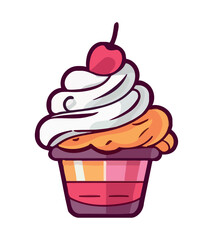 Cute cartoon cupcake bring joy and happiness