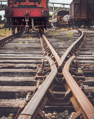 Train Carriages & Railway Track In A Shunting Yard
