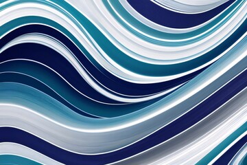 Abstract background of white and blue smooth stripes, intertwining. Generative AI
