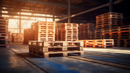 Pallet Used in a logistics warehouse concept ai
