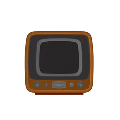 Retro polygonal orange Vector Television, TV vector Illustration. Vector of the square TV.