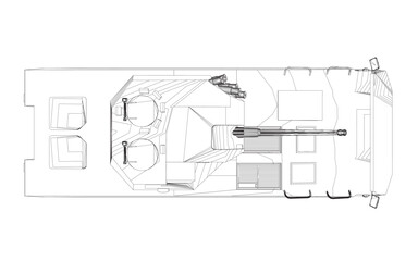 Outline Armored troop carrier. Military machinery drawing vector illustration. BTR.