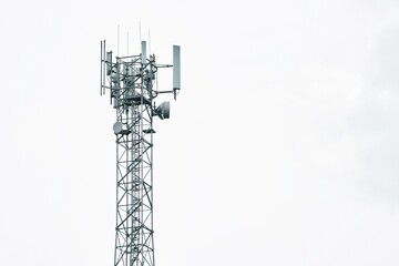 Telecommunication tower of 4G LTE Advanced and 5G cellular. 5G radio network telecommunication...