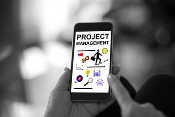 Project management concept on a smartphone