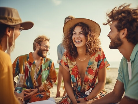 F&ecirc;te d'&eacute;t&eacute; entre amis &agrave; la plage