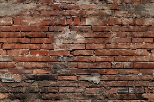 Fototapeta Seamless background of an old red brick wall.