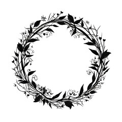 Floral Circle Botanical Frame Wreath Silhouette
