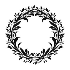 Floral Circle Botanical Frame Wreath Silhouette