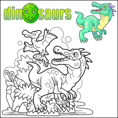 funny prehistoric dinosaurs, coloring book