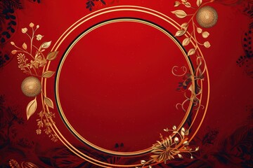 Red background with christmas decoration, space to write, christmas holiday. Generative AI