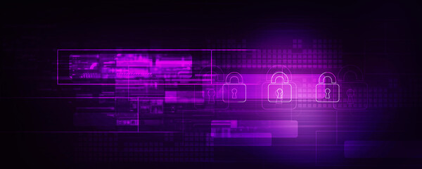 2d illustration Safety concept: Closed Padlock on digital background