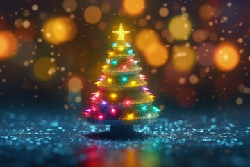 Christmas tree and decoration, bokeh background. Generative AI