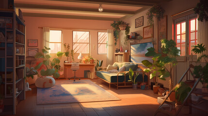 Living room background illustration