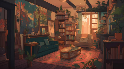 Living room background illustration
