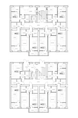 Vector architectural project of a multistory building floor plan