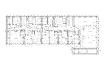 Vector architectural project of a multistory building floor plan