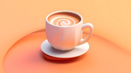White coffee mug on pastel orange background. generative ai