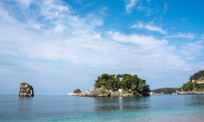 Beautiful seascape of Mediterranean Sea in Greece Parga area.