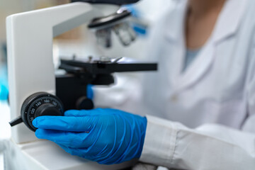 Health care researchers working in life science laboratory, medical science technology research work for test a vaccine, coronavirus covid-19 vaccine protection cure treatment