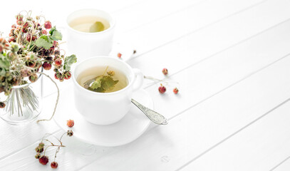 Two cups of strawberry tea