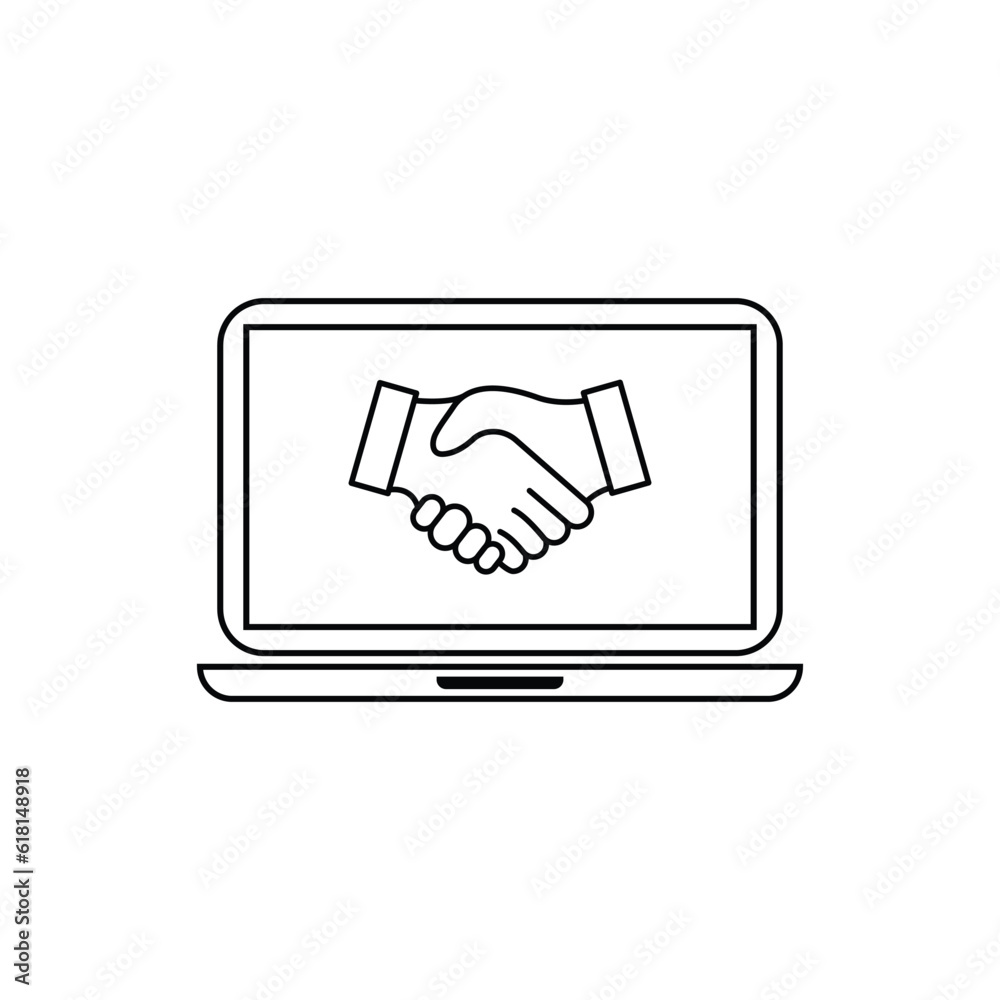 Fototapete icon handshake pictogram with computer symbol. designed for web and software interfaces. outline sty
