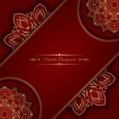 red luxury background, with gold mandala ornament