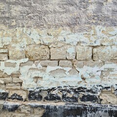 A close-up of a stone wall