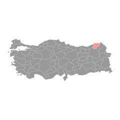 Artvin province map, administrative divisions of Turkey. Vector illustration.