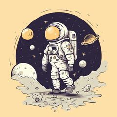 Naklejka premium Astronaut walking on the moon