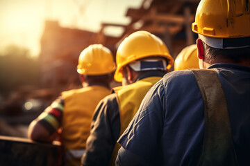 AI generated image of construction workers with helmet