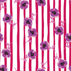 Obraz premium Stylized cute flower seamless pattern in simple style. Abstract floral endless background.