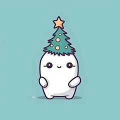 Animal with a New Year's gift. illustrative minimalistic image. Generative AI
