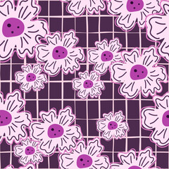 Chamomile flower seamless pattern, elegantly in a simple style. Abstract floral endless background.