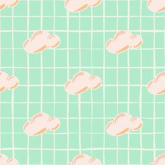 Simple clouds seamless pattern. Primitive art.
